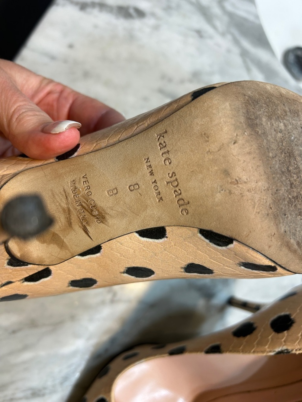 kate spade Tan and Black Leopard-Spot Pointed Toe Pumps - Picture 3 of 10